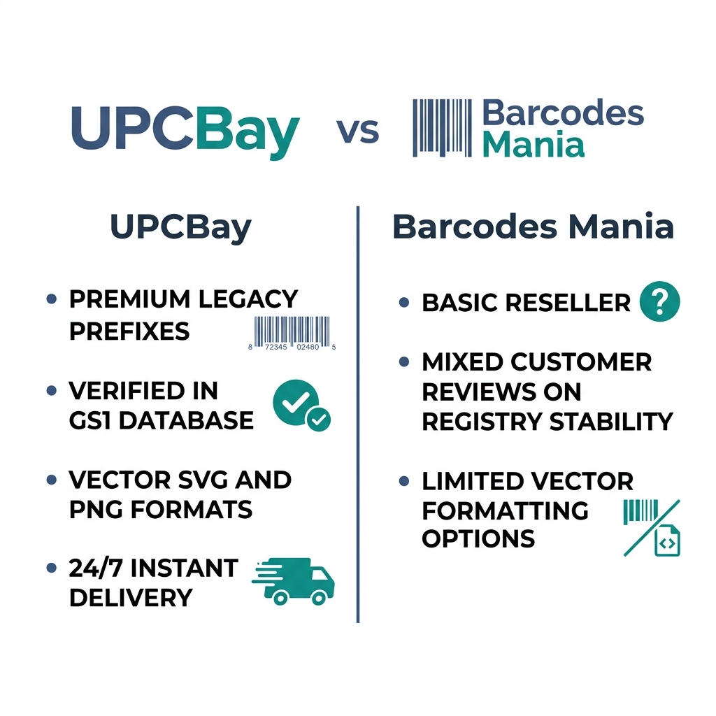 Comparison diagram between UPCBay and Barcodes Mania
